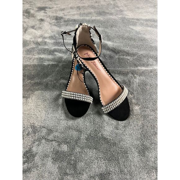 Betsey Johnson Shoes - NWOB Betsey Johnson Annela Block Heel Sandals Size 10 Black Tweed Pearl